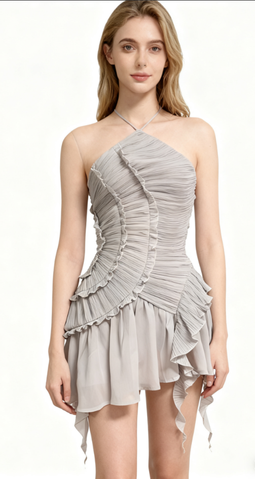 🥇Ethereal Pleated Strappy Dress