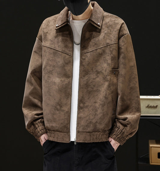 Oversized Tie-Dye Leather Moto Jacket