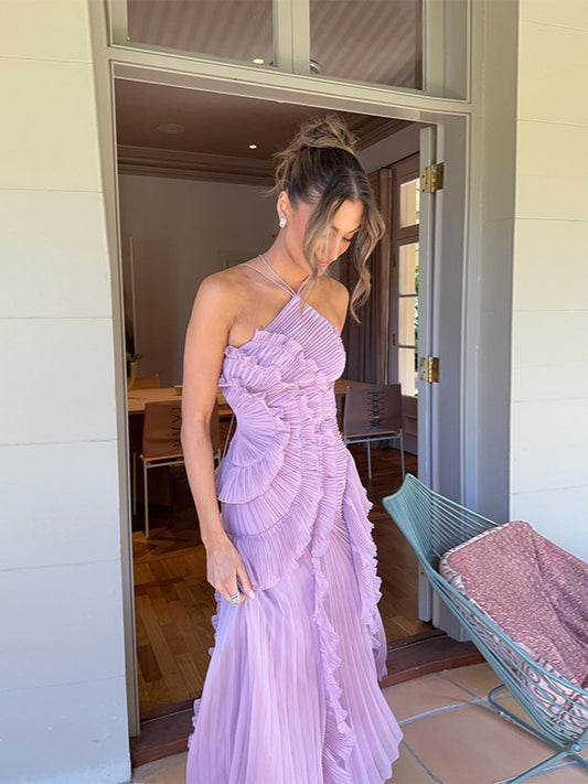 🥇Ethereal Pleated Strappy Dress