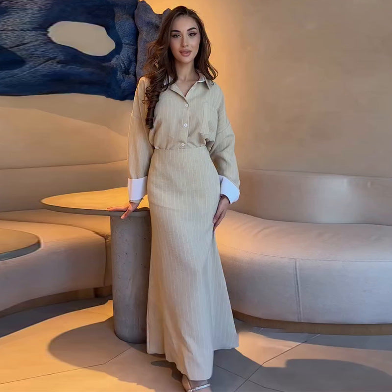 Stylish Striped Skirt Set