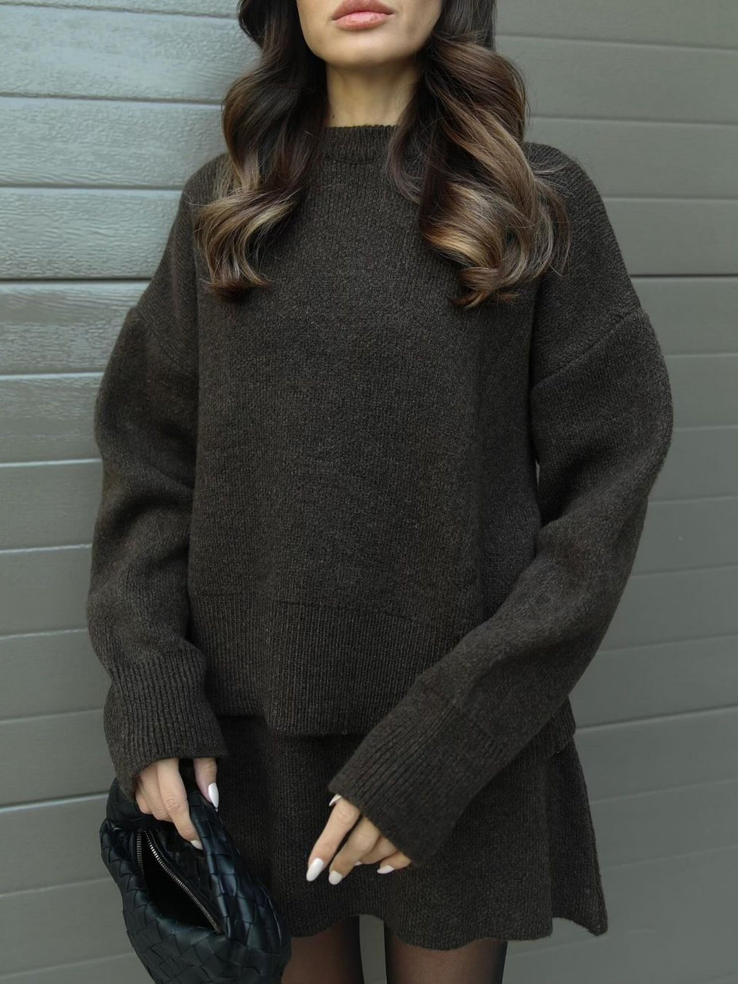 Chic Preppy Knit Sweater & Skirt Set