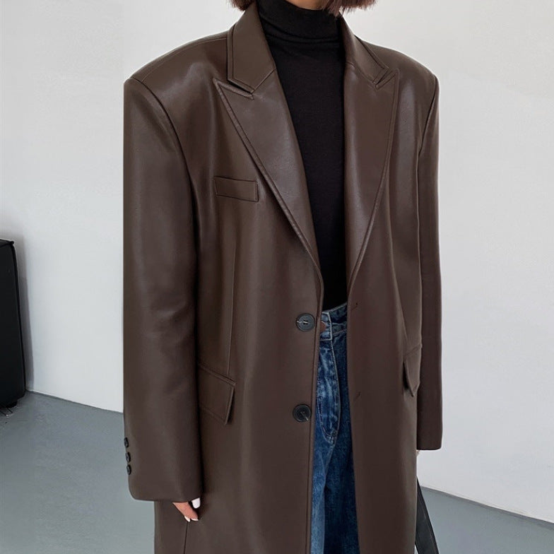 Power Luxe PU Trench Coat