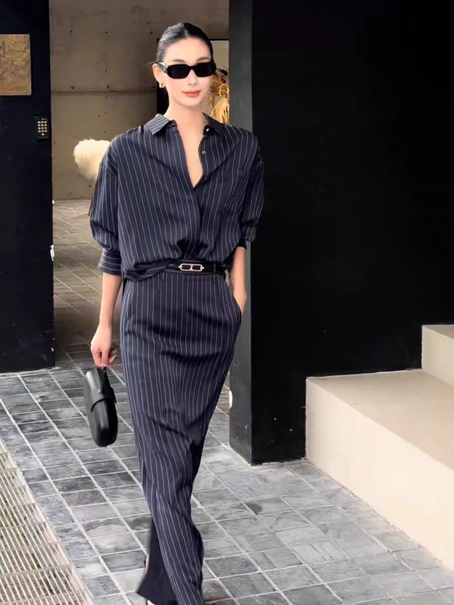 Striped Shirt and Skirt Set (Includes Matching Belt)