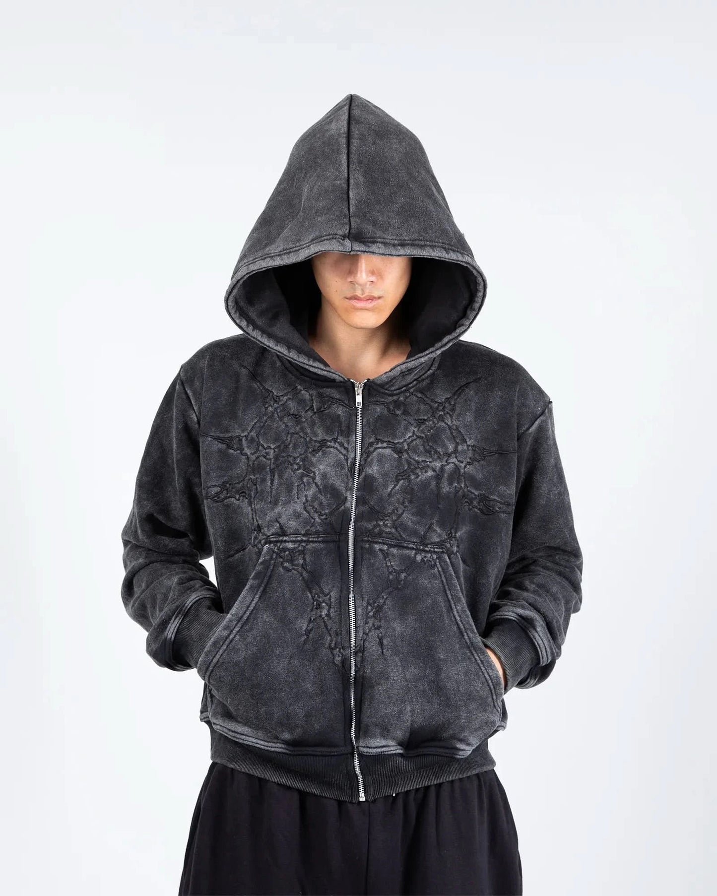 “Half a Million” Embroidery Zip-Up (Black)