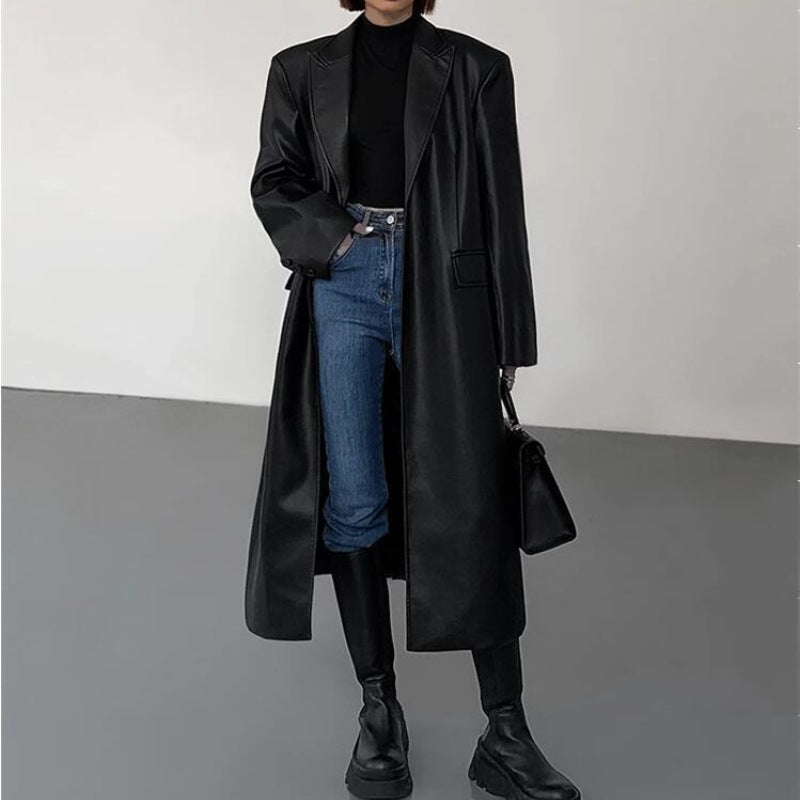 Power Luxe PU Trench Coat