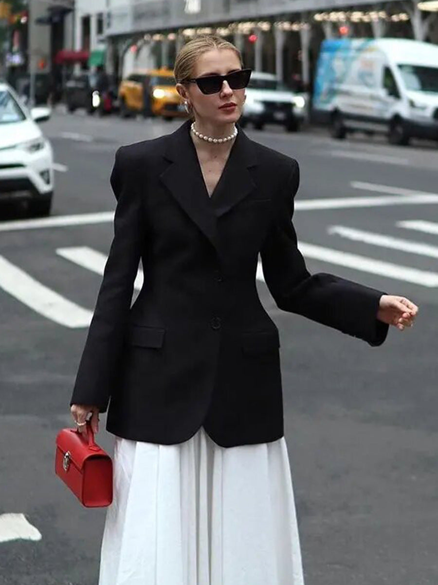 Chic V-Neck Waist-Cinched Blazer