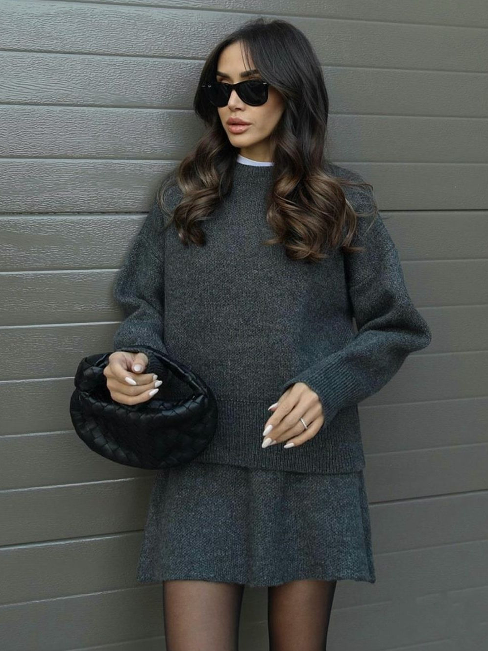 Chic Preppy Knit Sweater & Skirt Set