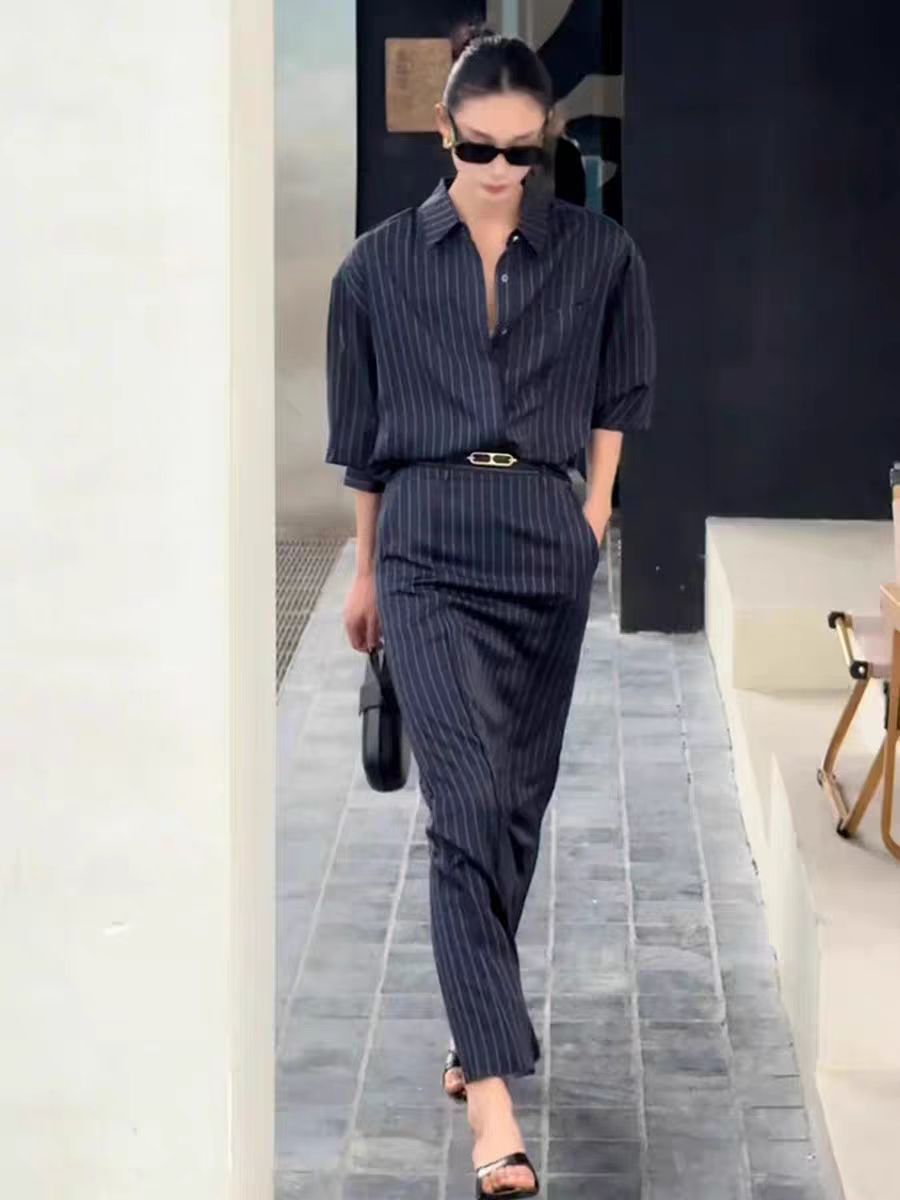 Striped Shirt and Skirt Set (Includes Matching Belt)