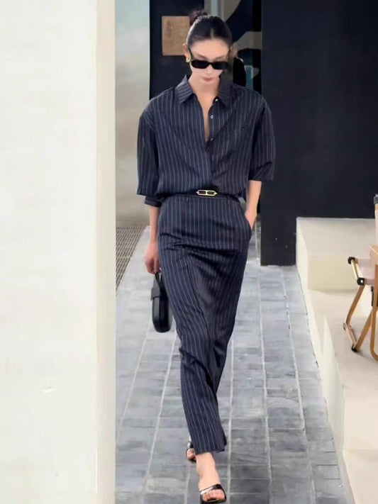 Striped Shirt and Skirt Set (Includes Matching Belt)