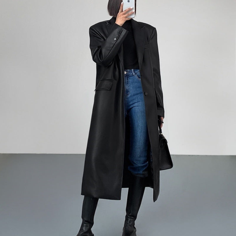 Power Luxe PU Trench Coat