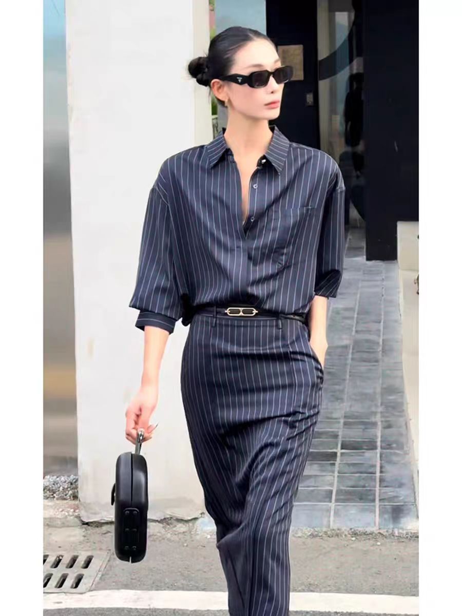 Striped Shirt and Skirt Set (Includes Matching Belt)