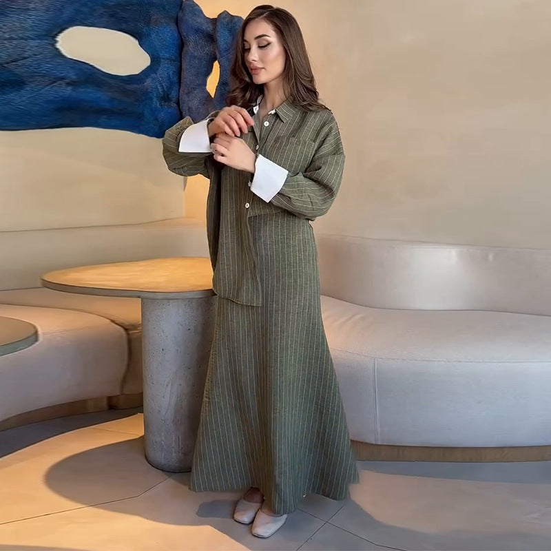 Stylish Striped Skirt Set