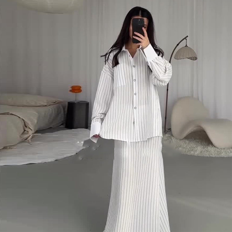 Stylish Striped Skirt Set
