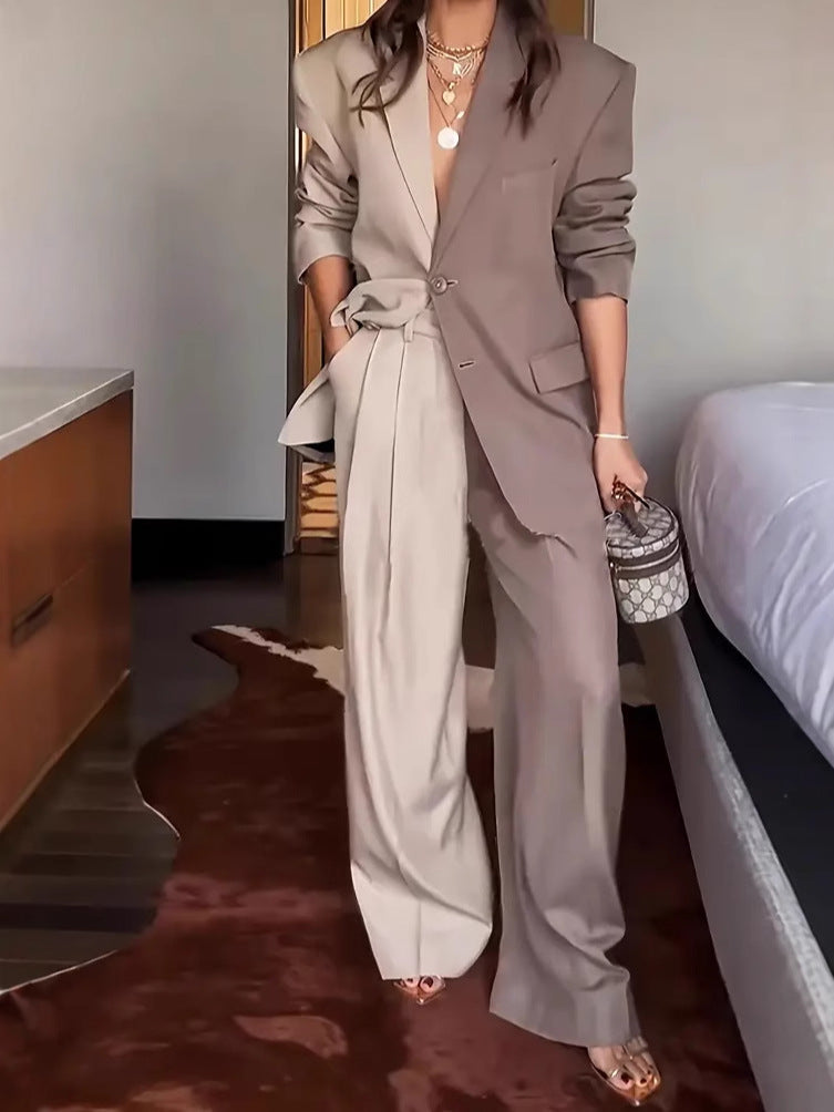 Stylish Two-Tone Blazer Set