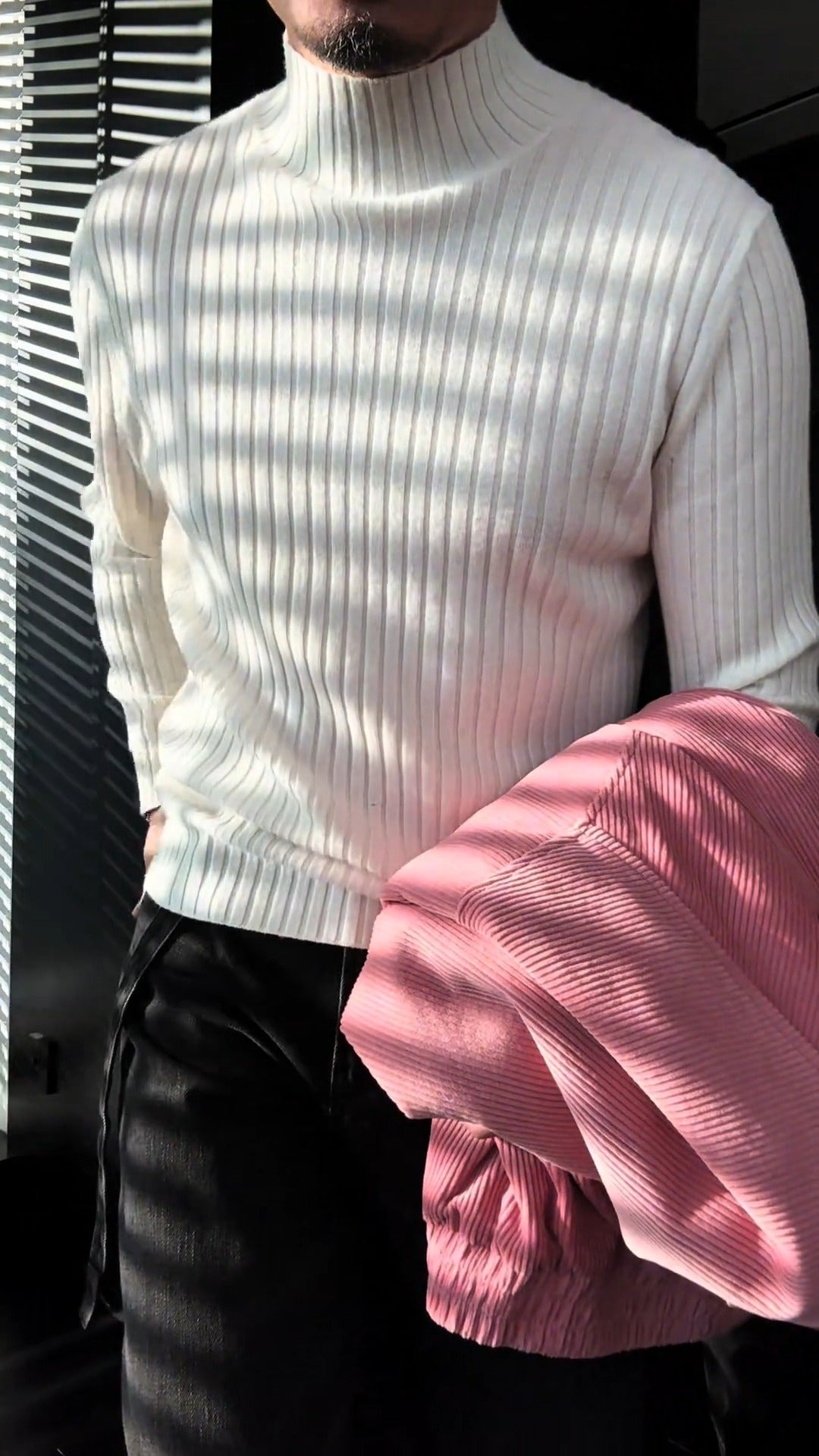 Men’s Slim-Fit Half Turtleneck Knit Sweater