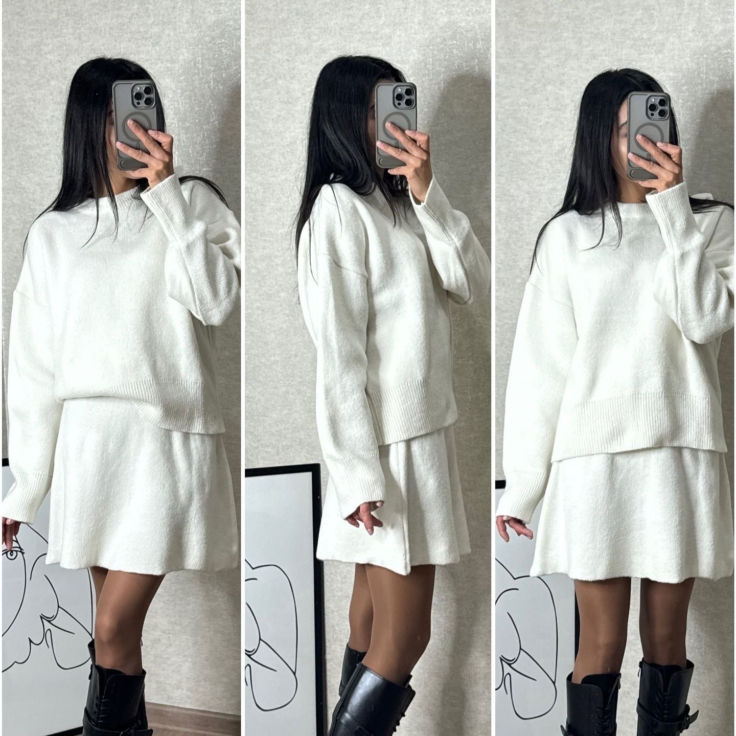 Chic Preppy Knit Sweater & Skirt Set