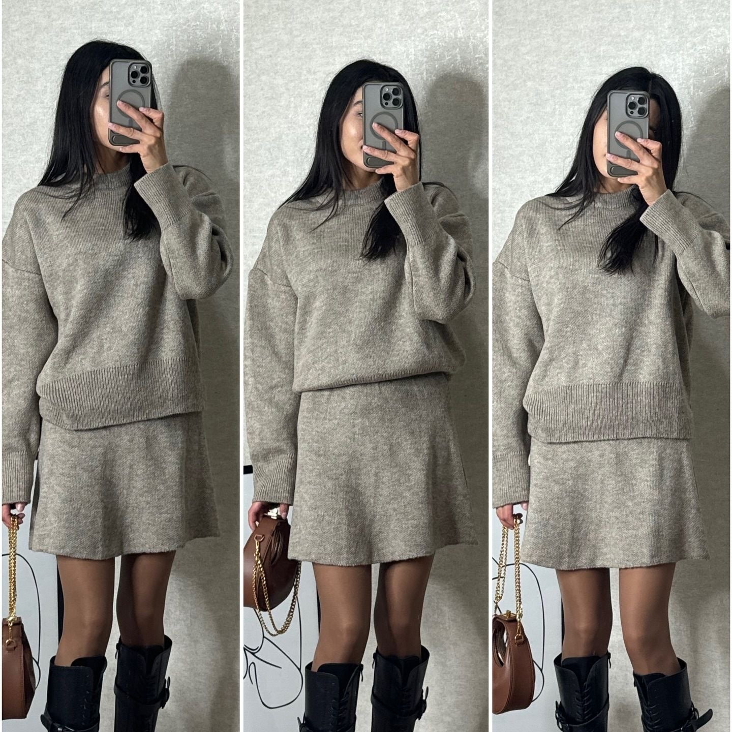 Chic Preppy Knit Sweater & Skirt Set