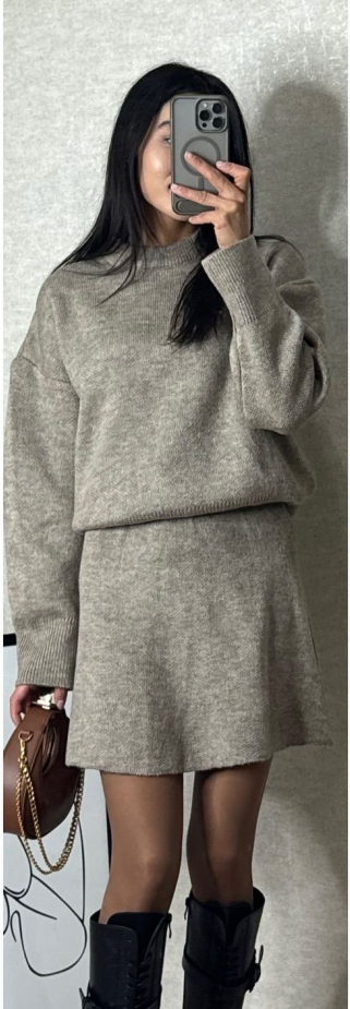 Chic Preppy Knit Sweater & Skirt Set