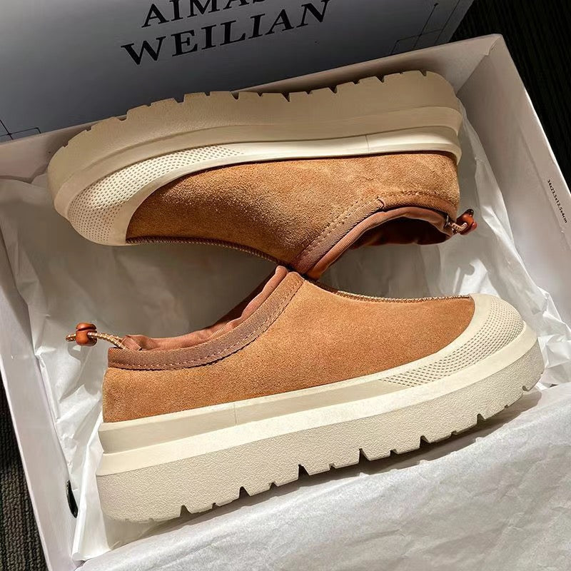 Winter Fleece-Lined Thick-Sole Genuine Leather Snow Boots