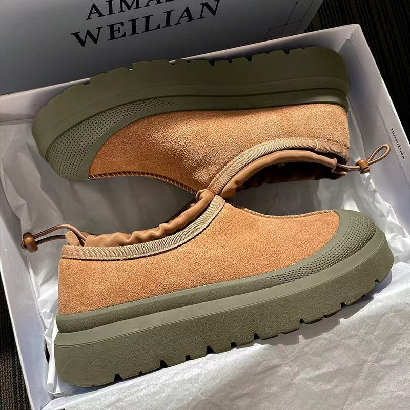 Winter Fleece-Lined Thick-Sole Genuine Leather Snow Boots