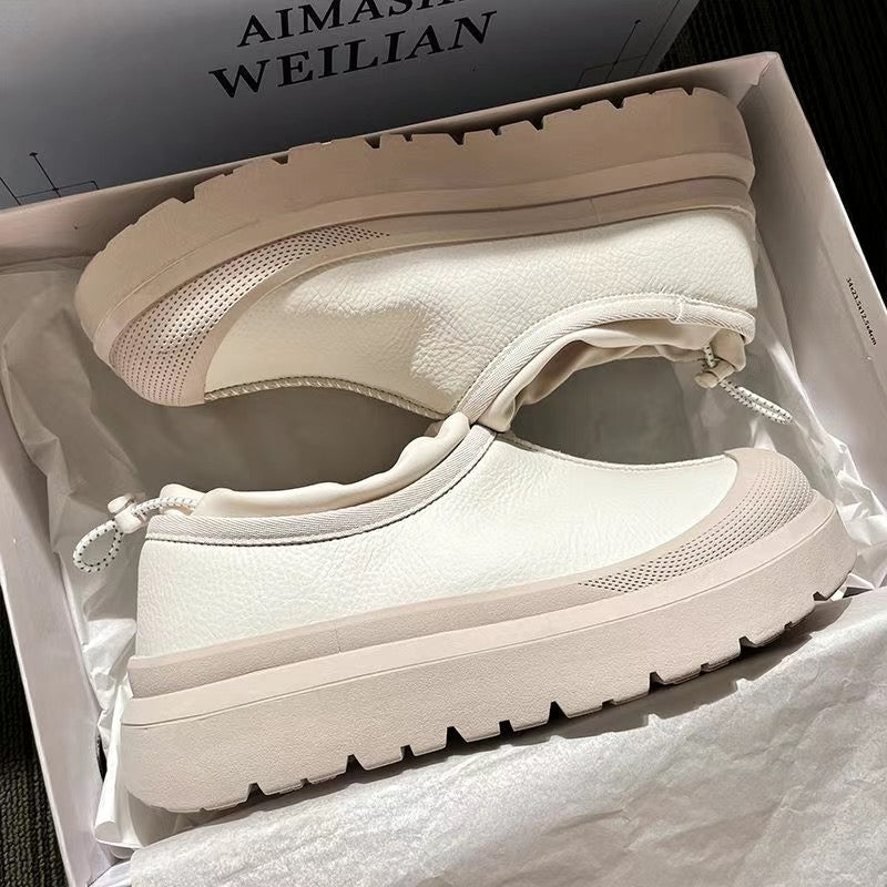 Winter Fleece-Lined Thick-Sole Genuine Leather Snow Boots