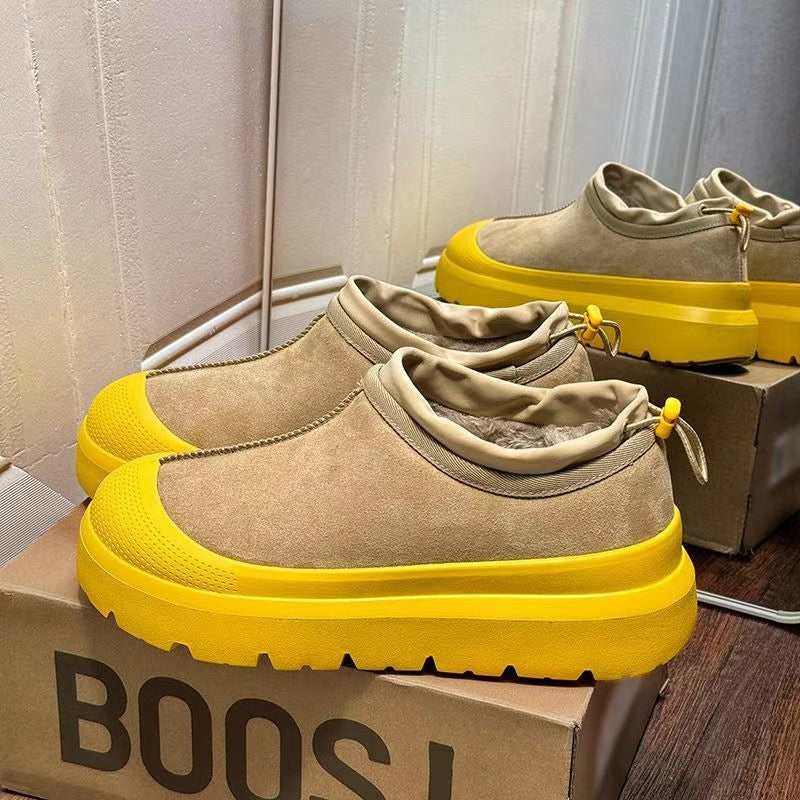 Winter Fleece-Lined Thick-Sole Genuine Leather Snow Boots