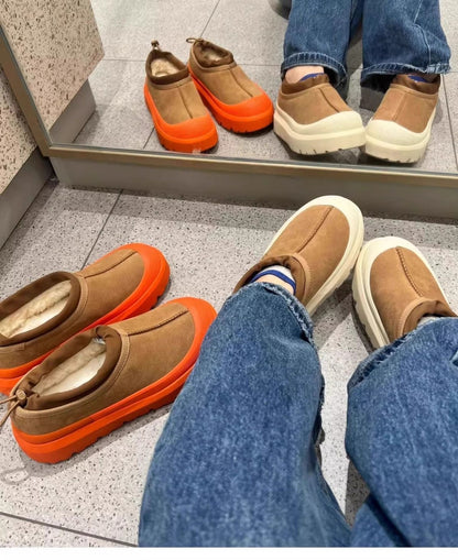 Winter Fleece-Lined Thick-Sole Genuine Leather Snow Boots