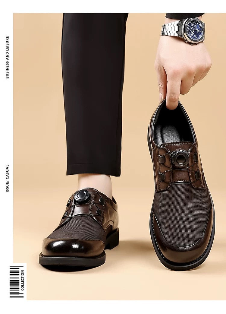 Rotating Buckle Ice-Resistant Mesh Comfortable Breathable Fashionable Versatile Leather Shoes