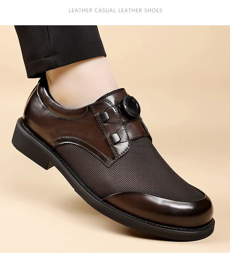 Rotating Buckle Ice-Resistant Mesh Comfortable Breathable Fashionable Versatile Leather Shoes