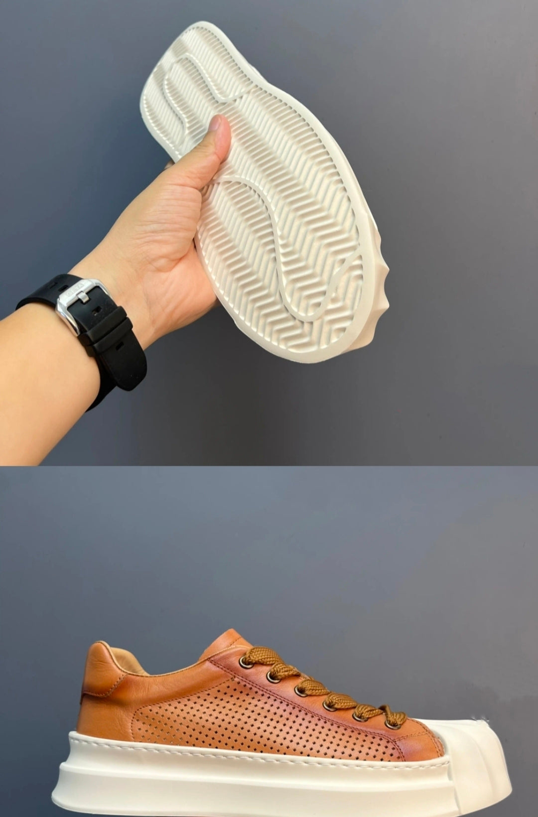 Handcrafted Vintage Shell-Toe Fashionable and Versatile Height-Boosting Low-Top Skate Shoes