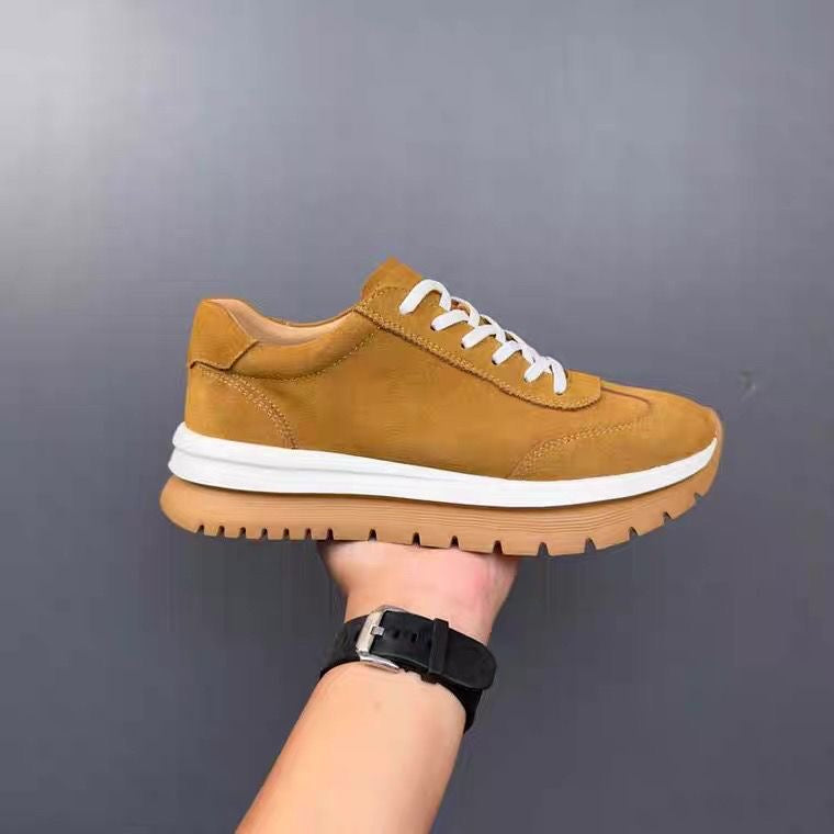 Autumn/Winter Handcrafted Vintage Fashion Versatile Soft Leather Exfoliating Casual Athletic Leather Shoes
