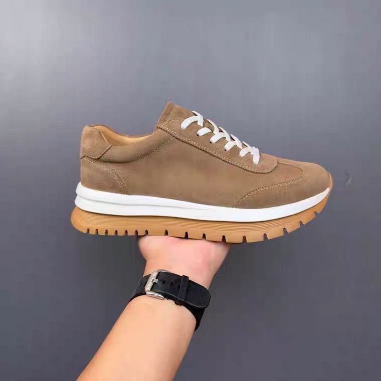 Autumn/Winter Handcrafted Vintage Fashion Versatile Soft Leather Exfoliating Casual Athletic Leather Shoes