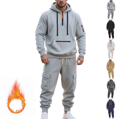 Heavyweight Fleece-Lined Casual Multi-Pocket Workwear Set