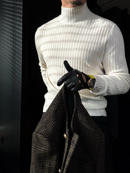 Men’s Slim-Fit Half Turtleneck Knit Sweater