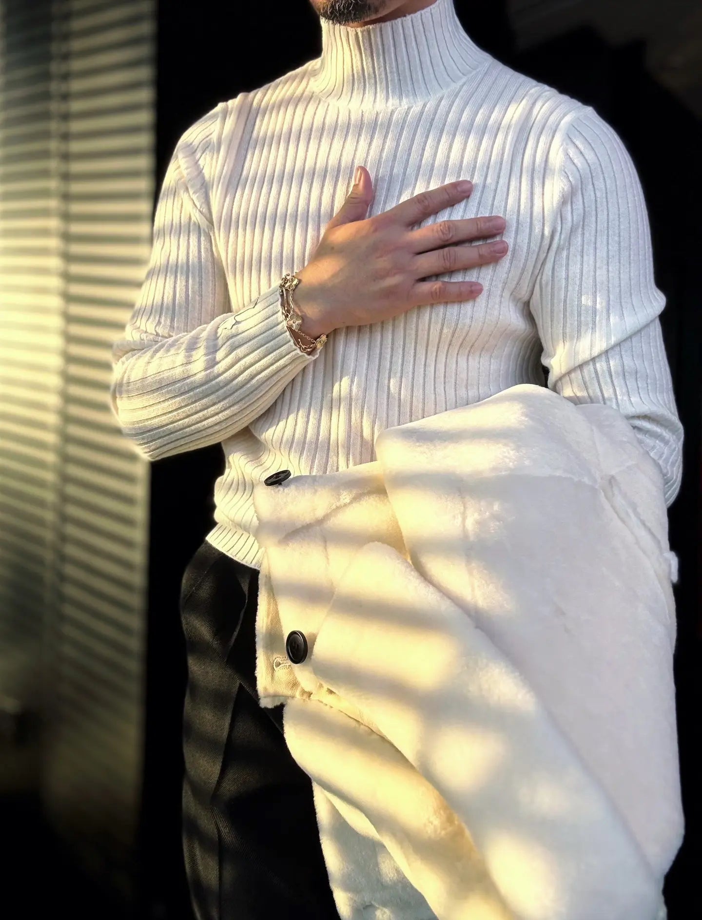 Men’s Slim-Fit Half Turtleneck Knit Sweater