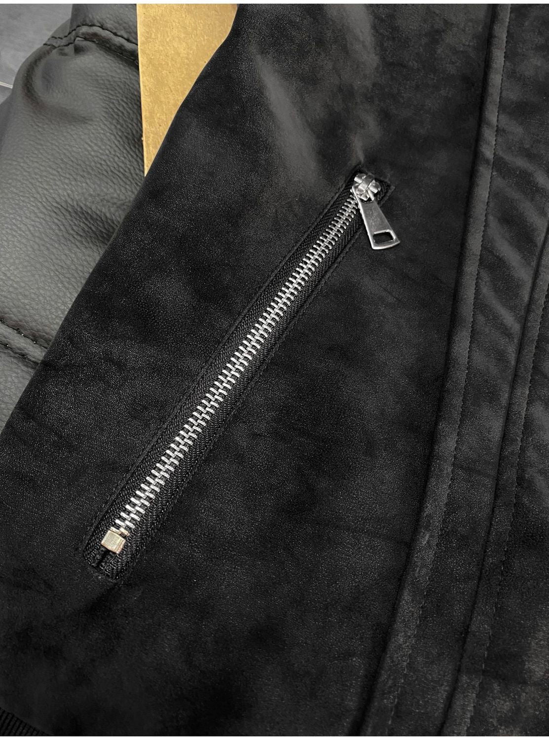 Men’s Biker Leather Jacket – Tie-Dye Matte Stand Collar