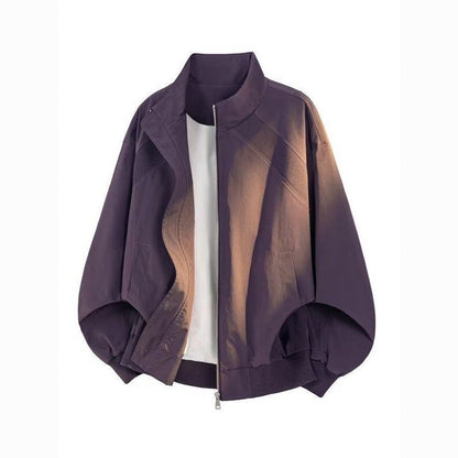 Deconstructed Vintage Aviator Jacket – Stand Collar Patchwork Design
