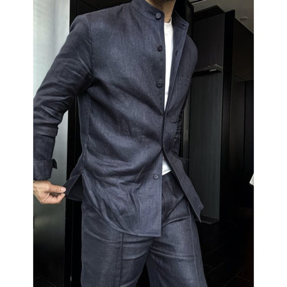 Men’s Linen Shirt & Pants Set – Summer 2 Piece Outfit Relaxed Fit