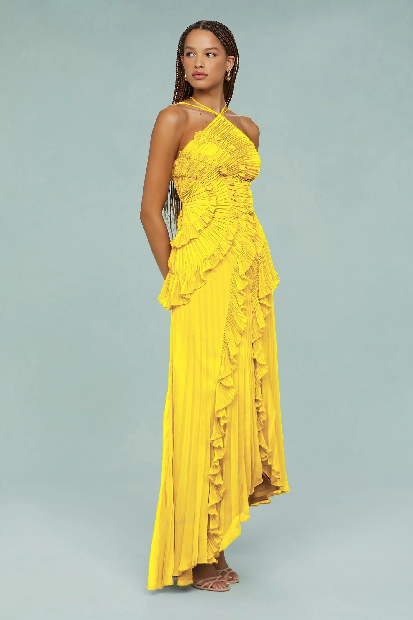 🥇Ethereal Pleated Strappy Dress