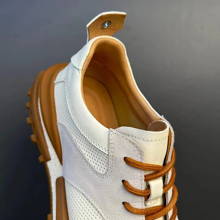 Handcrafted Vintage Horsehide Breathable Lightweight Soft Sole Height-Enhancing Athletic Versatile Holiday Casual Non-Slip Running Shoes