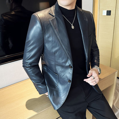 Leather Blazer - Notch Lapel