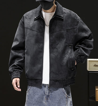Oversized Tie-Dye Leather Moto Jacket