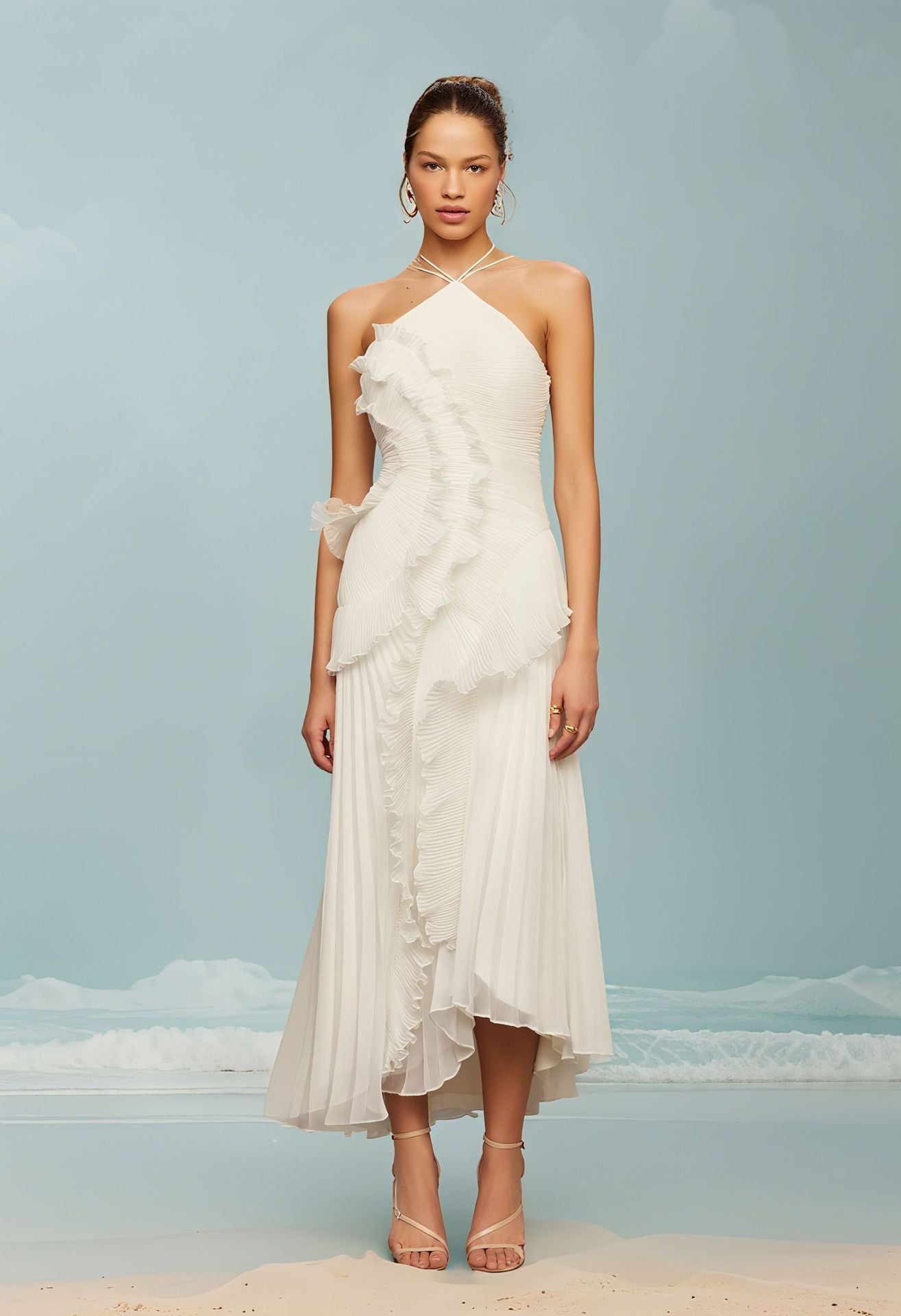 🥇Ethereal Pleated Strappy Dress