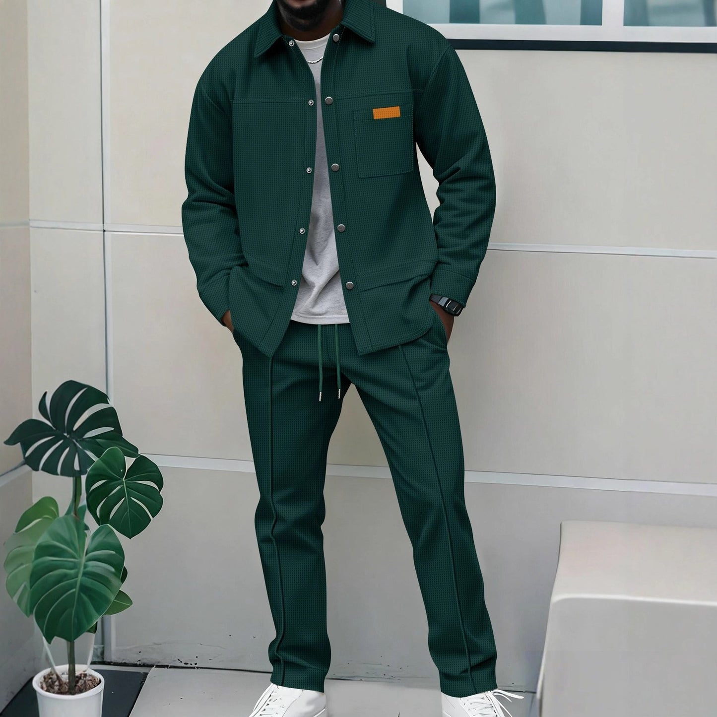 Men’s Casual Bomber Jacket & Pants 2-Piece Set