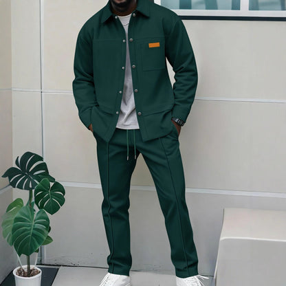Men’s Casual Bomber Jacket & Pants 2-Piece Set