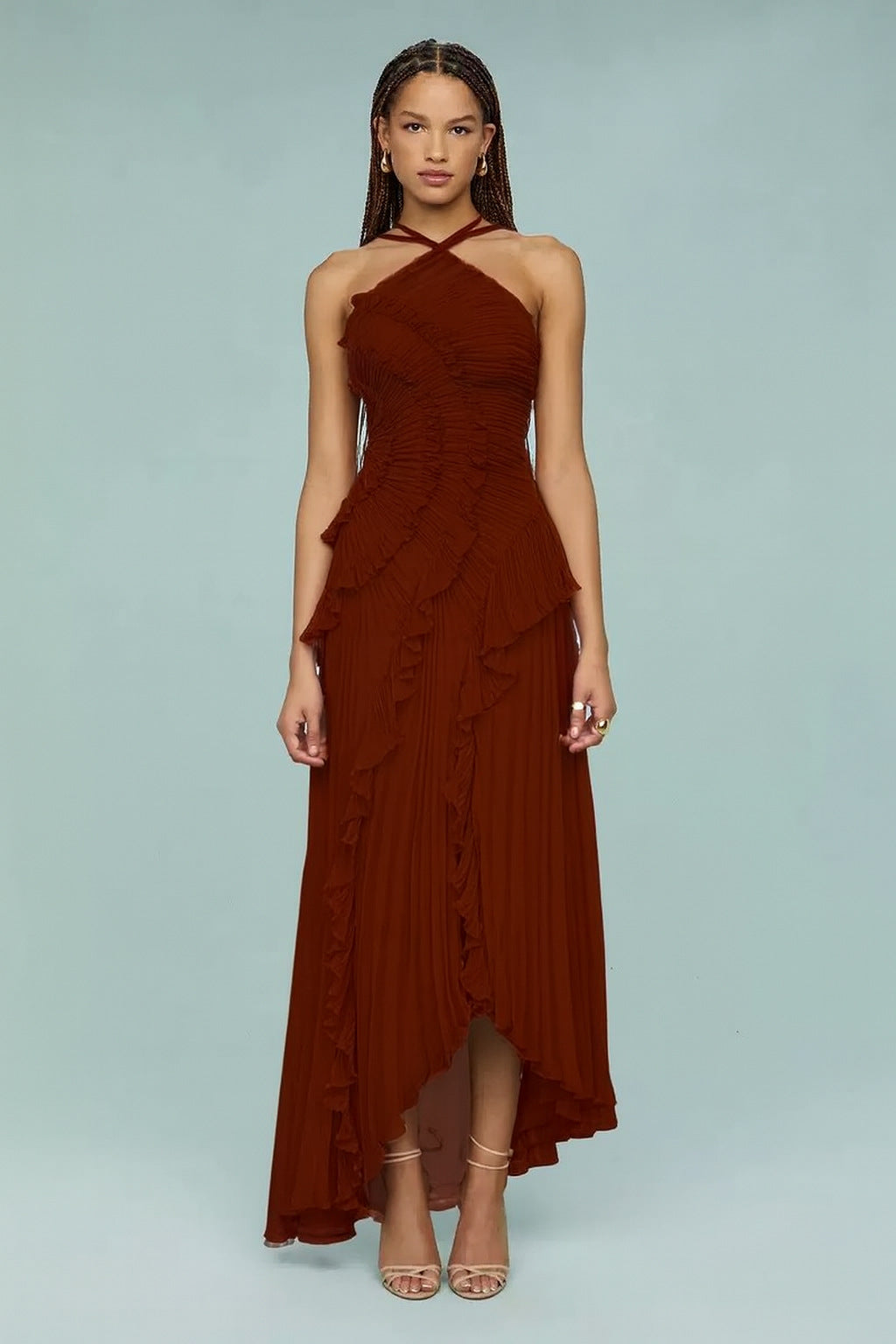 🥇Ethereal Pleated Strappy Dress