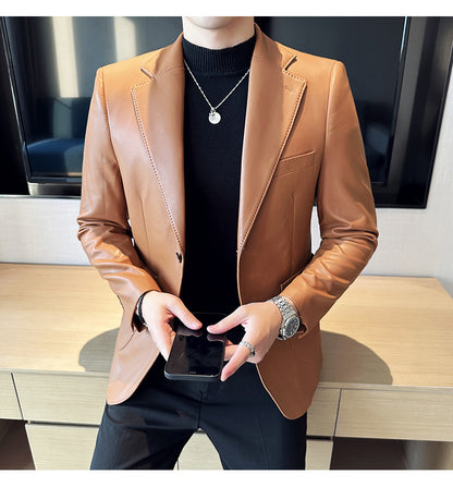 Leather Blazer - Notch Lapel