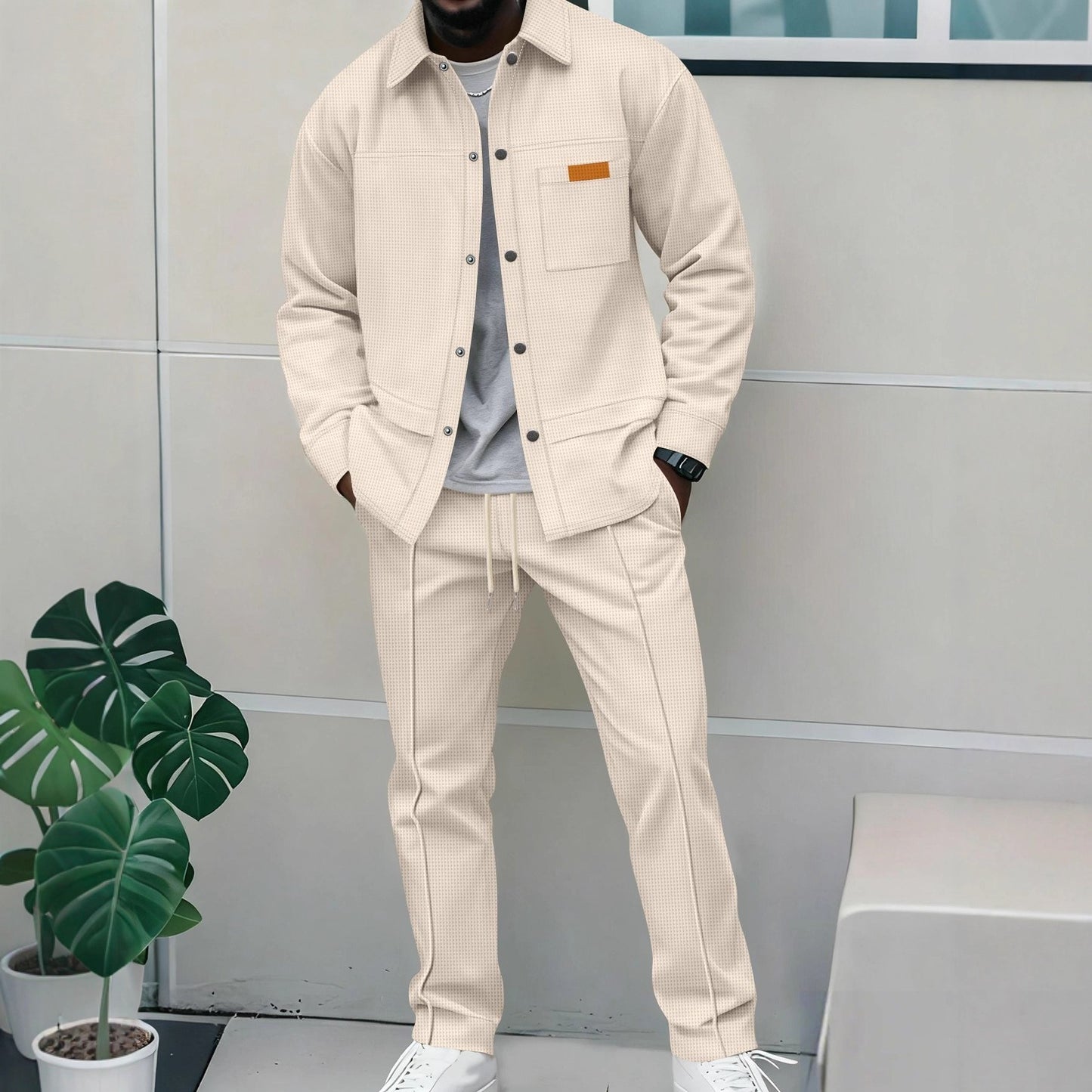 Men’s Casual Bomber Jacket & Pants 2-Piece Set