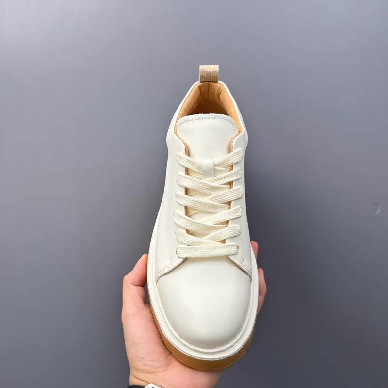 Fashionable Genuine Leather Versatile Chunky Sole Trendy Skate Shoes