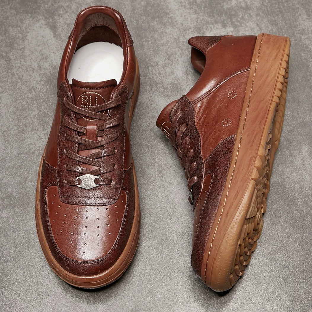 Handcrafted Vintage Niche Horsehide Design Casual Classic Skate Shoes